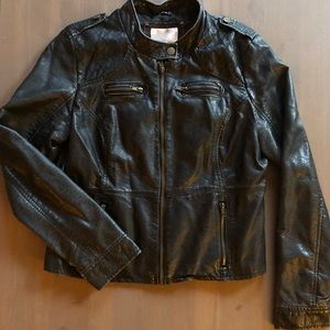 Cropped faux-leather jacket